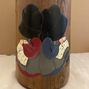 Wooden Butter Churn Cottagecore Primitive Farmhouse Granny Hand Painted Signed